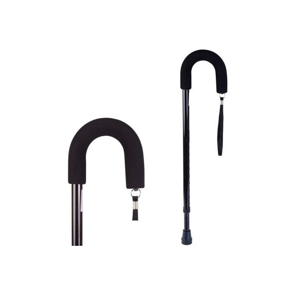 DMI Deluxe Adjustable Cane with Comfort Grip Handle and Strap, Black